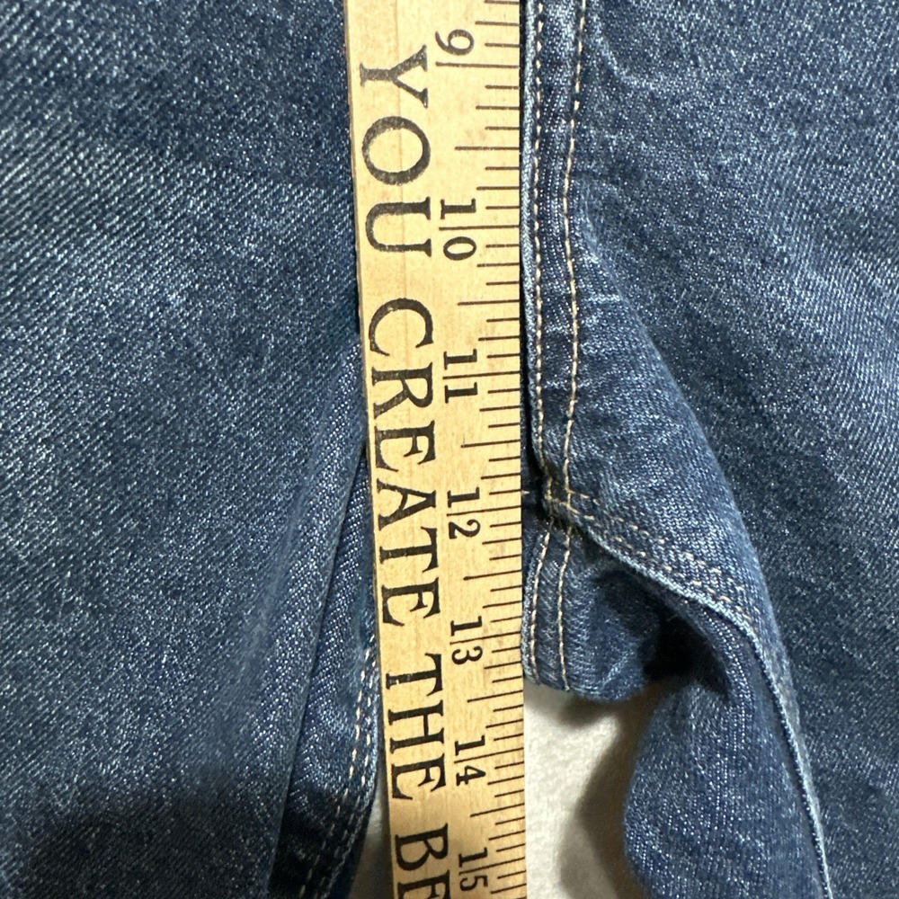 American Eagle Stretch Barrel Denim Jeans Women's 14 Stretch Curved Pockets Logo - Picture 10 of 11